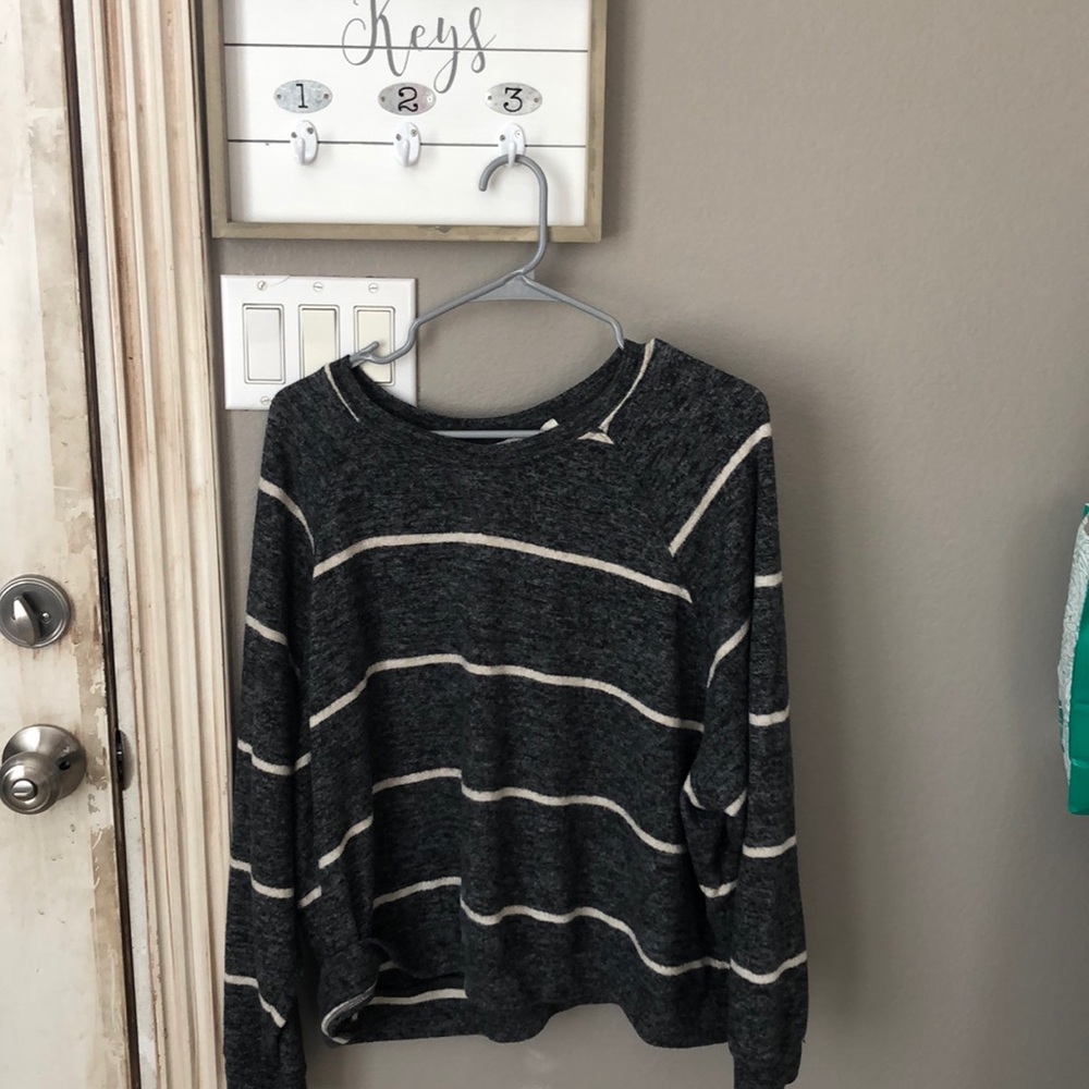 Grey and cream grey striped soft sweater